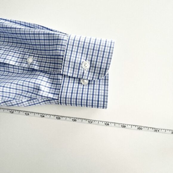 Bonobos Mens Wrinkle Free Shirt Standard Fit Button Long Sleeve Plaid Blue US16 - Picture 6 of 8